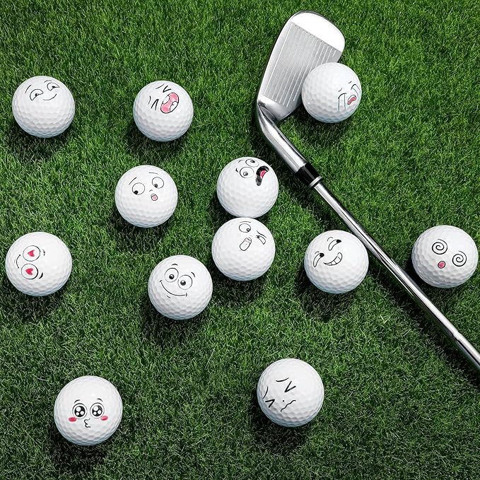Syhood 12 Pcs Funny Golf Balls Gift Set Novelty Emotion Face Trick Golf Balls Cute Fun Practice Accessories for Teens Adult Golfers Birthday Gifts