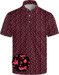 HUURAY Funny Golf Polos for Men Funny Print Short Sleeve Shirts Quick Dry Polo Shirts Hawaiian Shirt Performance Golf Outfits