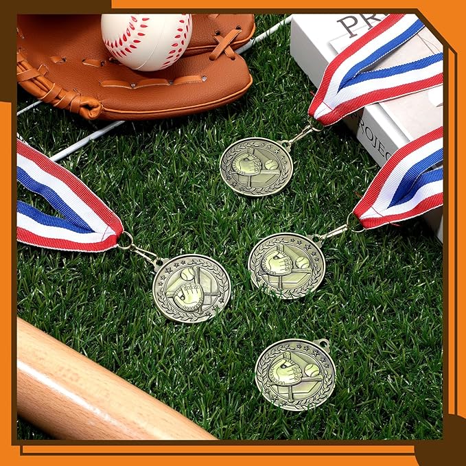 Misdary 12 Pack Medals with Neck Ribbons Team Participation Trophies for Kids Sports Awards Party Favors for Sports Competitions Celebration Gift