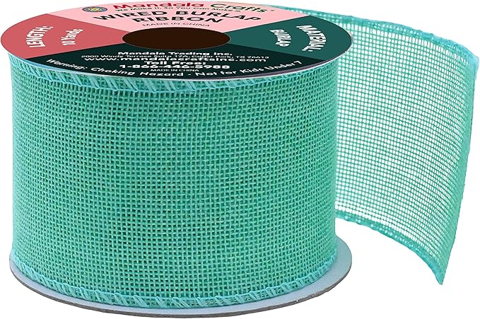 Mandala Crafts Turquoise Burlap Wired Ribbon 2.5 Inches Wide Jute Ribbons - Image 2