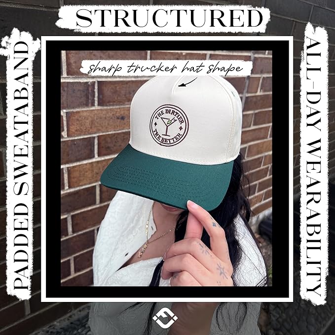 Funky Junque Trucker Hat Women Men 2-Tone Baseball Cap – Vintage Western Style Embroidered Snapback, Premium Cotton Blend