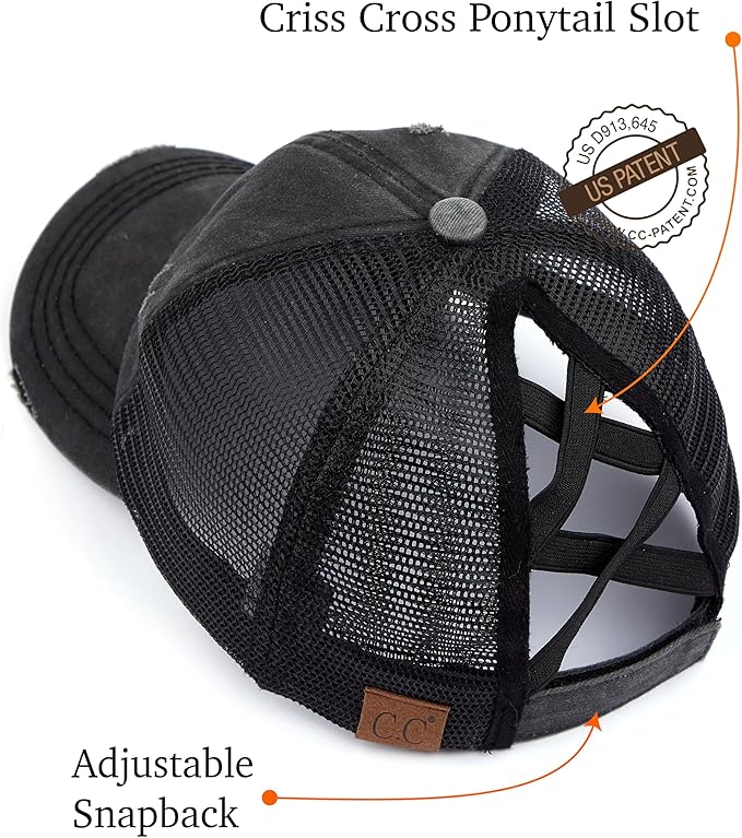 C.C Ponycap Messy High Bun Ponytail Adjustable Glitter Mesh Trucker Baseball Cap