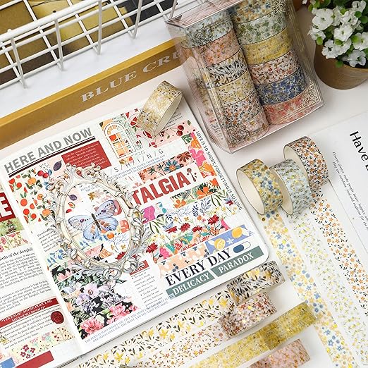 12 Rolls Charming Washi Tape Set Gold Silver Foil Detailing Arts Adhesive Tapes - Image 4