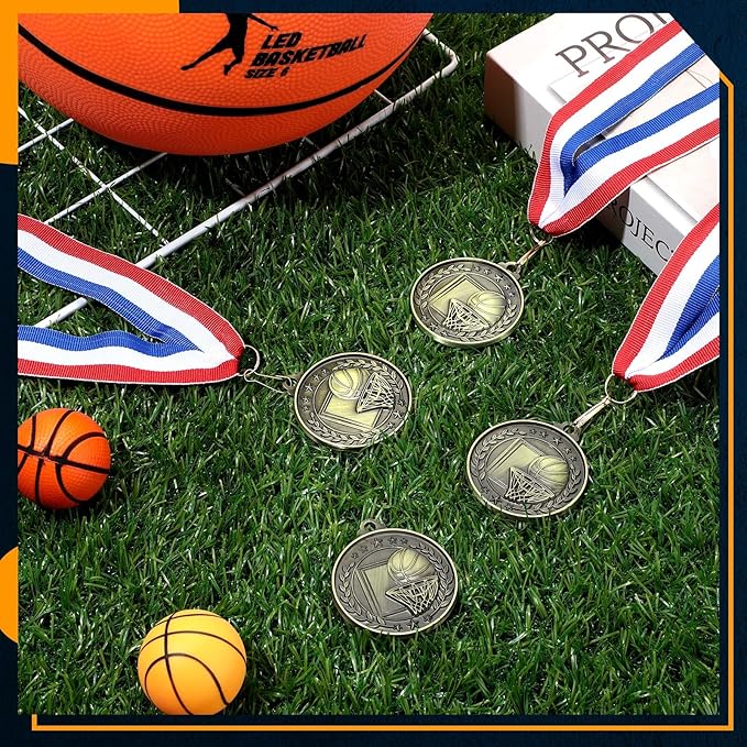 Misdary 12 Pack Medals with Neck Ribbons Team Participation Trophies for Kids Sports Awards Party Favors for Sports Competitions Celebration Gift