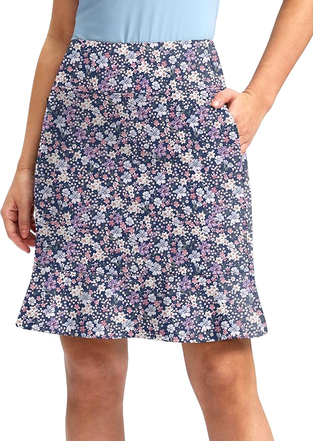 Viodia 20" Knee Length Skorts Skirts for Women with Pockets High Waisted Athletic Tennis Golf Skort for Casual Summer