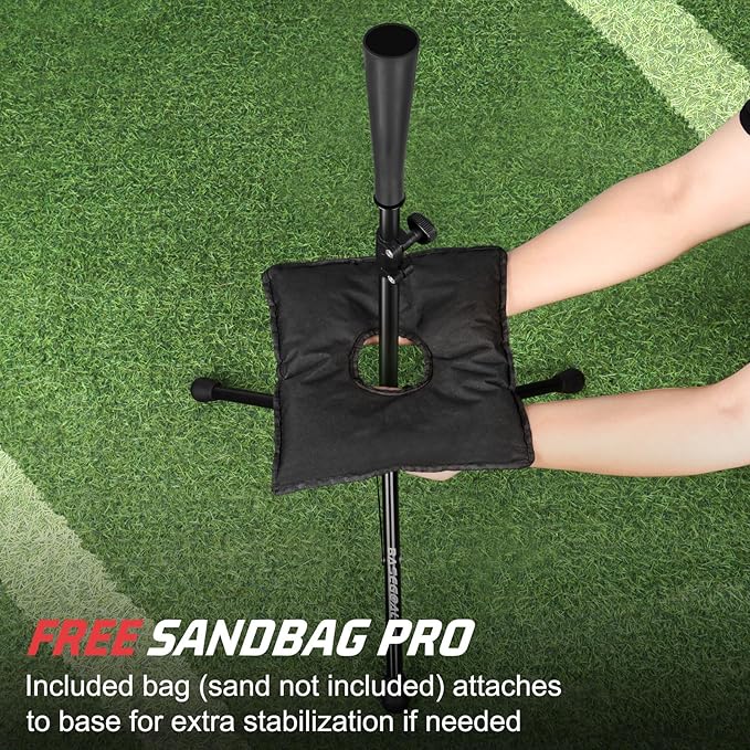 BaseGoal Batting Tee Baseball Tee,Softball Travel Portable Tee Tripod Stand Rubber Tee for Batting Training Practice with Carrying Bag