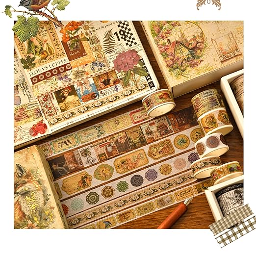 36 Rolls Vintage Washi Tape Pack Retro Arts Adhesive Tapes Wide Chronicle - Image 5