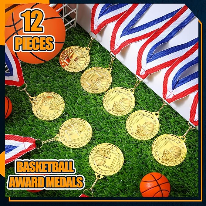 Misdary 12 Pack Medals with Neck Ribbons Team Participation Trophies for Kids Sports Awards Party Favors for Sports Competitions Celebration Gift