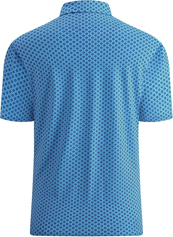 Alex Vando Mens Golf Shirt Moisture Wicking Quick-Dry Print Performance Polo Shirts for Men