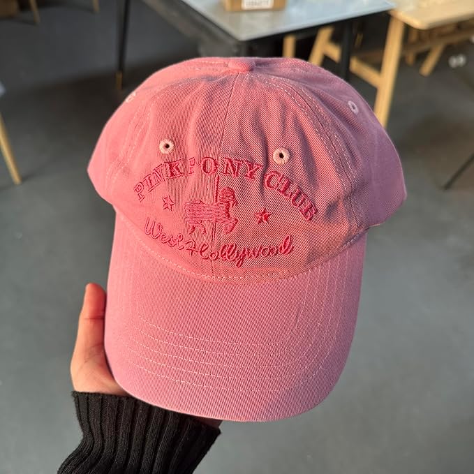 Pink Pony Club Embroidered Trucker Hat Women Baseball Cap Adjustable Cotton dad hat.
