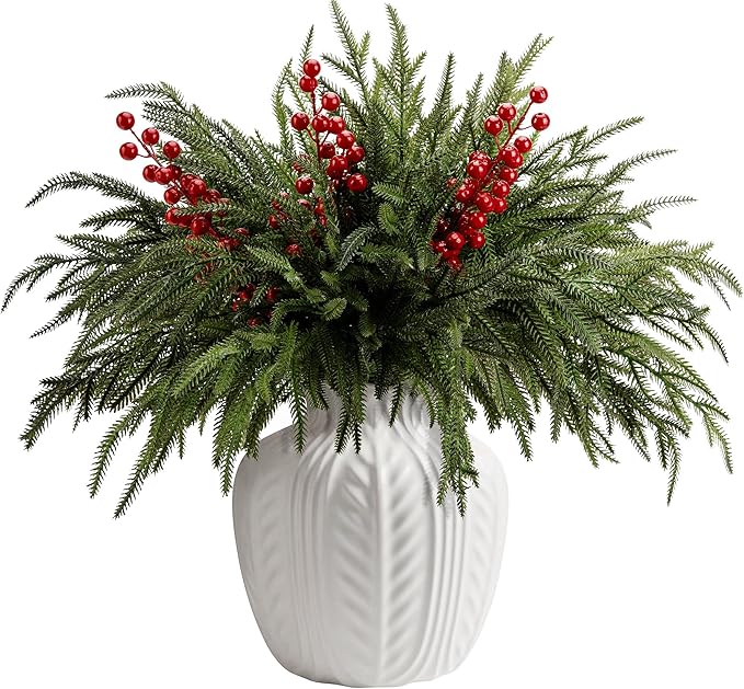 15 Pcs Christmas Norfolk Pine Branches by Watayo