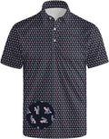 HUURAY Funny Golf Polos for Men Funny Print Short Sleeve Shirts Quick Dry Polo Shirts Hawaiian Shirt Performance Golf Outfits