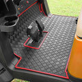 8mm Heavy Duty Rubber Golf Cart Floor Mat,Upgraded Full Coverage Liner for Club Car Precedent 2004-2025,Onward&Tempo 2017-2025,Villager & V4L 2019-2025,Non-Slip Textured,Red Trim