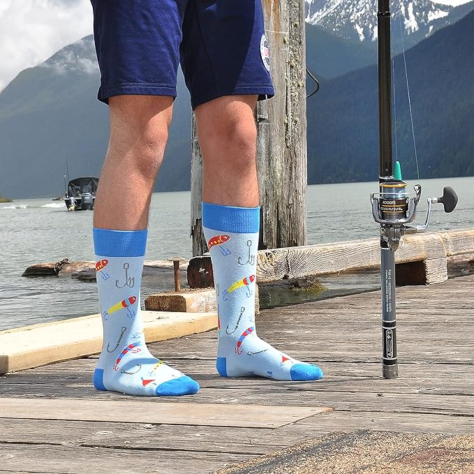 Cavertin Men's Funny Socks Hunting Fishing Football Baseball Gaming Golf Taco Pizza Bacon Christmas Gift for Men