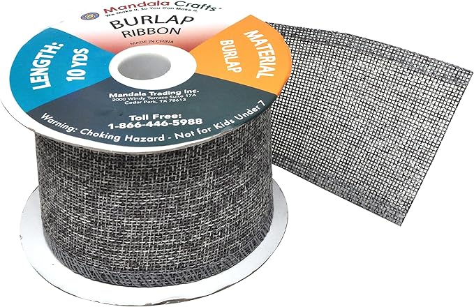Mandala Crafts Gray Burlap Ribbon 2.5 Inches Wide Jute Ribbons - Image 4