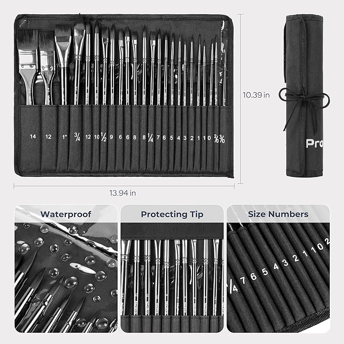 Nicpro 24pcs Watercolor Brushes Professional, Soft Synthetic Squirrel Hair - Image 6