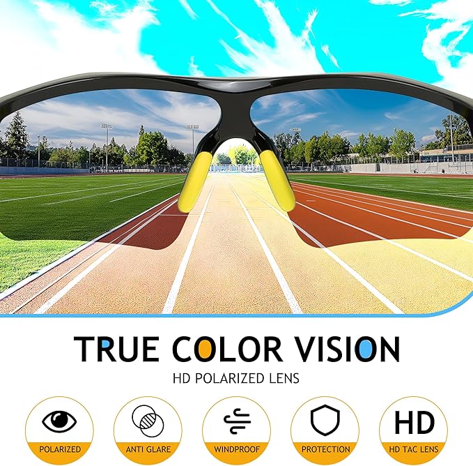 FEISEDY Kids Teens Baseball Polarized Sunglasses Sports TR90 Frame Boys Girls Cycling B2454