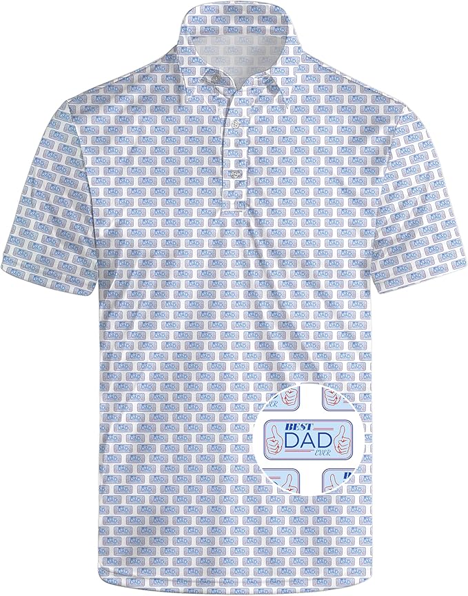 HUURAY Funny Golf Polos for Men Funny Print Short Sleeve Shirts Quick Dry Polo Shirts Hawaiian Shirt Performance Golf Outfits