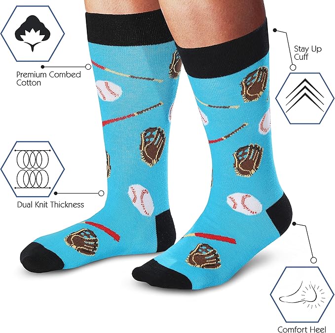 Cavertin Men's Funny Socks Hunting Fishing Football Baseball Gaming Golf Taco Pizza Bacon Christmas Gift for Men