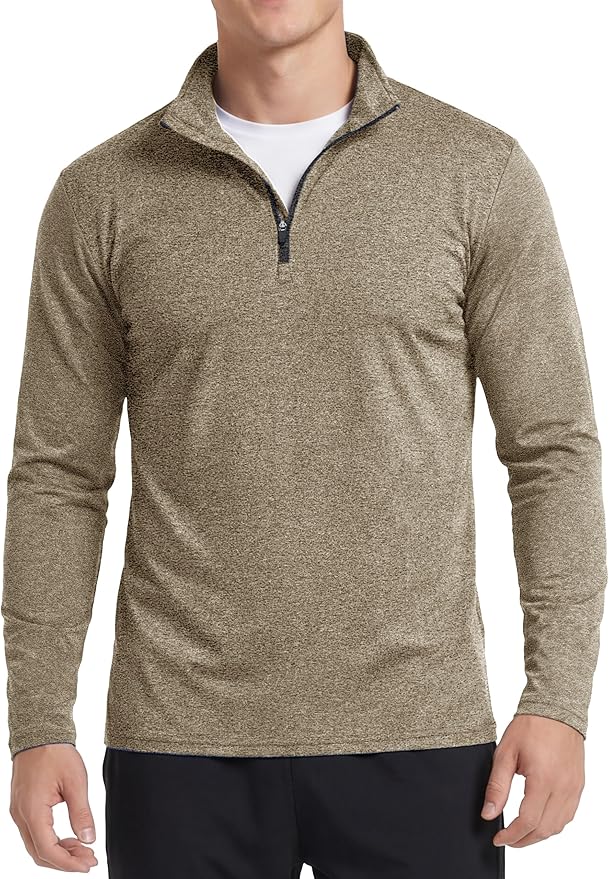 Boladeci Men's Quarter Zip Pullover Premium Fleece Lined Heather Long Sleeve Golf Shirts Midweight 1/4 Half Zip Sweatshirts