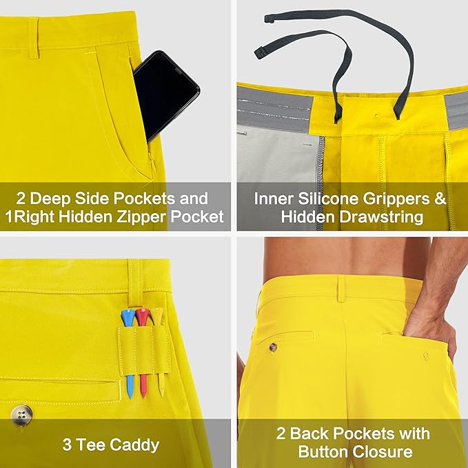 JWM Mens 7"/9" Stretch Golf Shorts - Lightweight Hybrid Casual Dress Work Flat Front Shorts with 5 Pockets Quick Dry UPF50