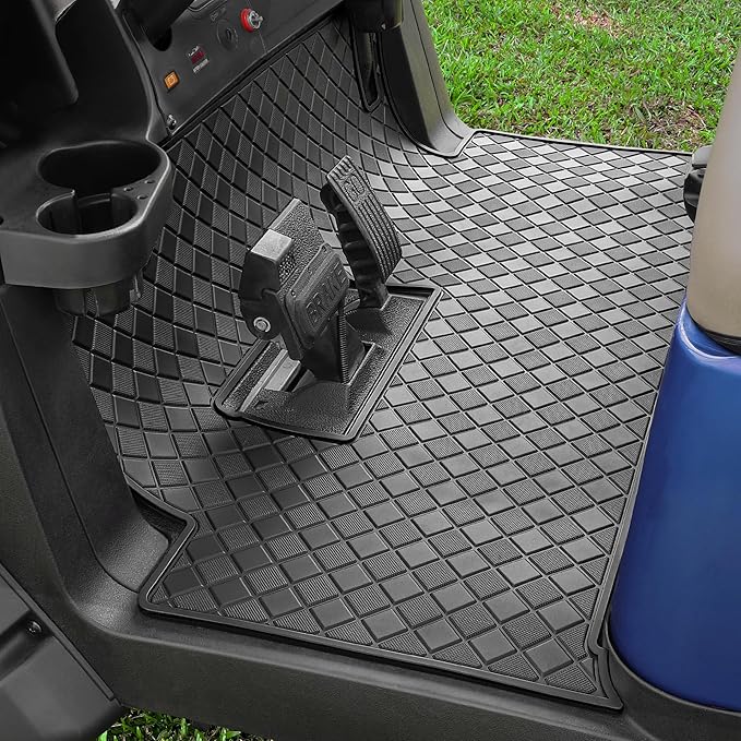 8mm Heavy Duty Rubber Golf Cart Floor Mat,Upgraded Full Coverage Liner Mat for Club Car Precedent 2004-2025,Onward&Tempo 2017-2025,Villager & V4L 2019-2025,Non-Slip Textured,Black Trim