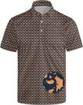 HUURAY Funny Golf Polos for Men Funny Print Short Sleeve Shirts Quick Dry Polo Shirts Hawaiian Shirt Performance Golf Outfits