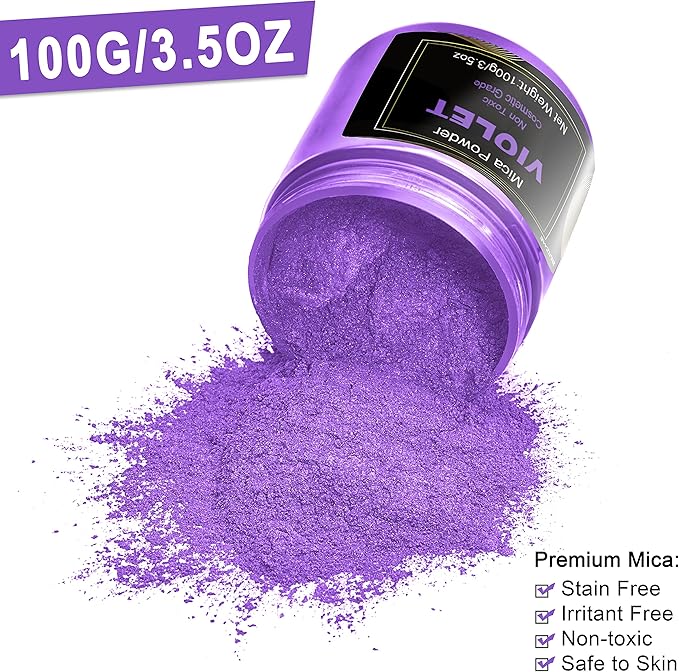 Violet Mica Powder Pigment -Cosmetic Grade Metallic Mica Powder - Image 2