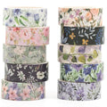 10 Rolls Blooming Flowers Washi Tape Set Floral Arts Adhesive Tapes Colorful by Songdao