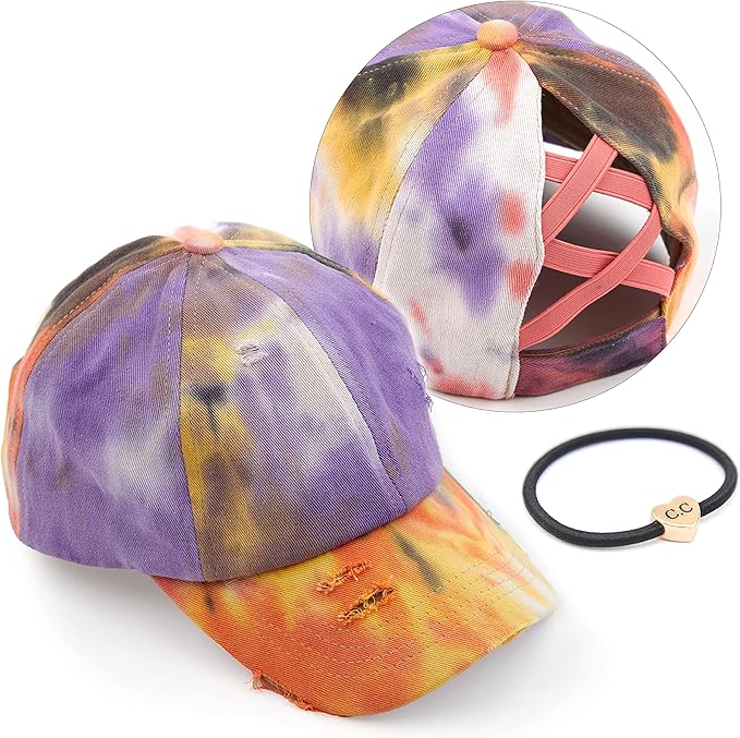 C.C Ponycap Messy High Bun Ponytail Adjustable Glitter Mesh Trucker Baseball Cap
