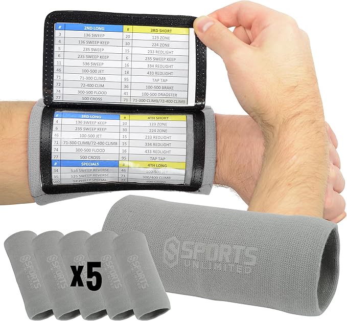 Sports Unlimited Youth Triple Wrist Coach, Football Wristbands for Plays, Baseball Wristbands, QB Arm Bands