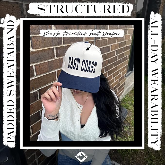 Funky Junque Trucker Hat Women Men 2-Tone Baseball Cap – Vintage Western Style Embroidered Snapback, Premium Cotton Blend