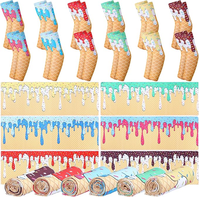 Soulchen 24 Pcs Ice Cream Drip Baseball Softball Gift Accessories 40"x12" Microfiber Cooling Towels and Arm Sleeves for Party