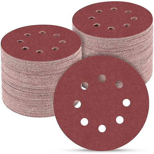100 PCS 5 Inch Sanding Discs 220 Grit, Round Hook and Loop Sandpaper by POTUINOM