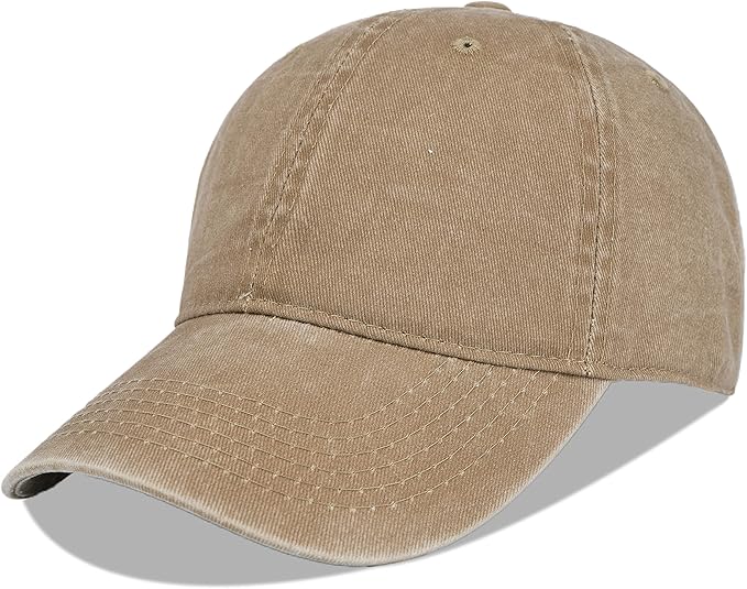 LANGZHEN Unisex Baseball Cap 100% Cotton Fits Men Women Washed Denim Adjustable Dad Hat