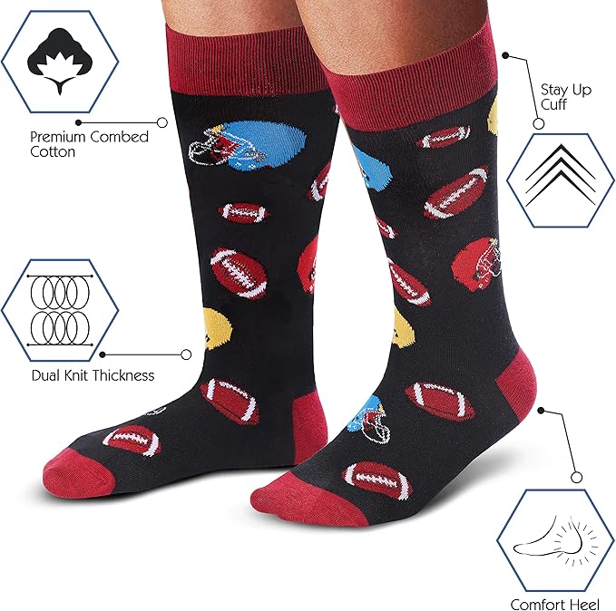 Cavertin Men's Funny Socks Hunting Fishing Football Baseball Gaming Golf Taco Pizza Bacon Christmas Gift for Men