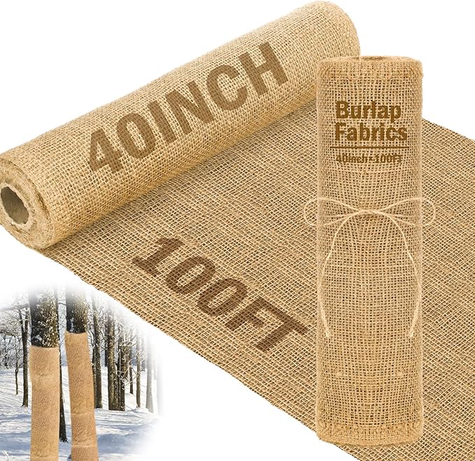 Buryeah 40 Inch x 100 ft Burlap Fabrics Roll Natural Jute Burlap Tree Wraps by Buryeah