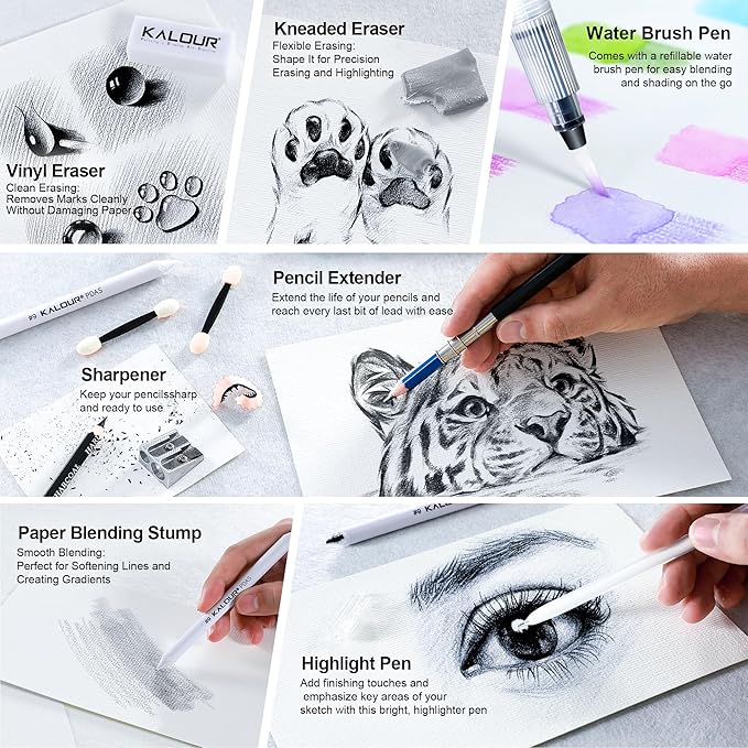 KALOUR 135 Drawing Set Sketching Kit, Art Supplies - Image 7