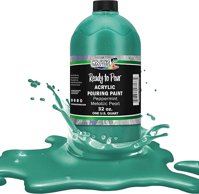 Pouring Masters Peppermint Metallic Pearl Ready to Pour Acrylic Pouring Paint by USArtSupply