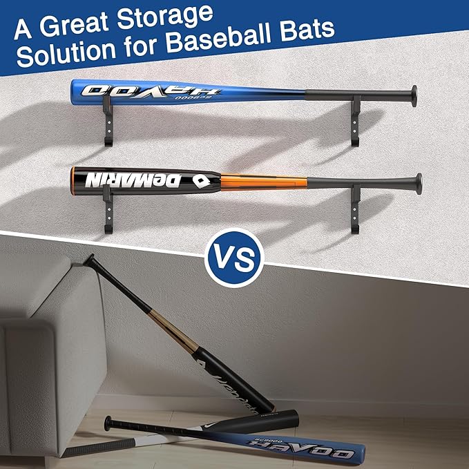 Baseball Bat & Cap Holder Wall Mount:Black Wood&Iron Bat Display Hanger with Hooks for Caps and Gloves,Wall Hanging Hooks for Living Room,Bedroom,Entryway,Garage,Gift for Baseball Fans