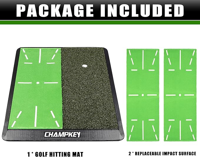 CHAMPKEY Heavy-Duty Golf Hitting Mat - Swing Path Feedback Golf Practice Mat - Ideal for Indoor and Outdoor Training