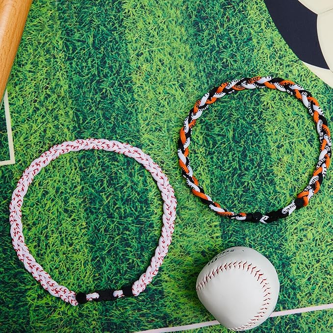 Junkin Baseball Necklaces Three Braided Rope Titanium Necklace for Fans Team Gifts Boys Men Player Softball Sports