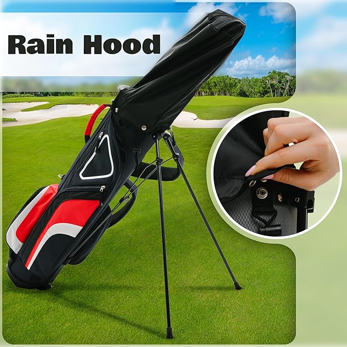 Ultra-Lite Golf Stand Bag - 3 Lbs, 4 Way Divider Portable Golf Club Carry Bag, Water-Repellent Golf Travel Case with Rain Hood, Golf Gifts for Men and Women