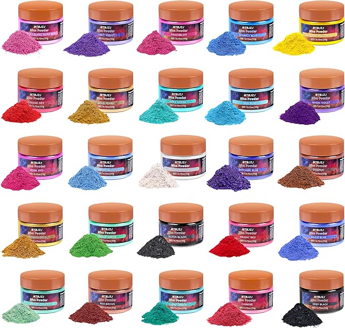 MTBJZJ Mica Powder for Resin, 25 Colors - 20g/Bottle of Epoxy Resin Color by MTBJZJ