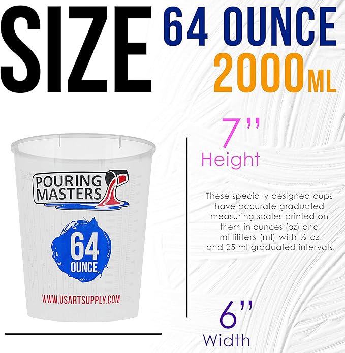 Pouring Masters 64 Ounce Graduated Plastic Mixing Cups - Image 3