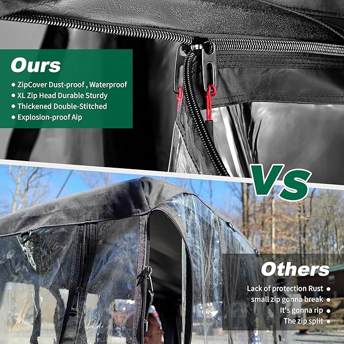 10L0L Deluxe 2 Passenger Golf Cart Enclosure for Club Car Precedent,Onward & Tempo Waterproof Windproof Portable Transparent Golf Cart Rain Enclosures Storage Cover - 57" Roof Fit