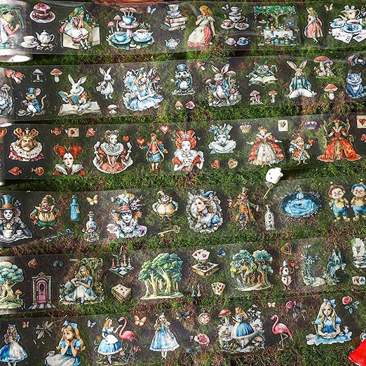 6 Rolls PET Tape Stickers for Journaling, Alice Fairy Washi Tape Stickers for by MisKepaa