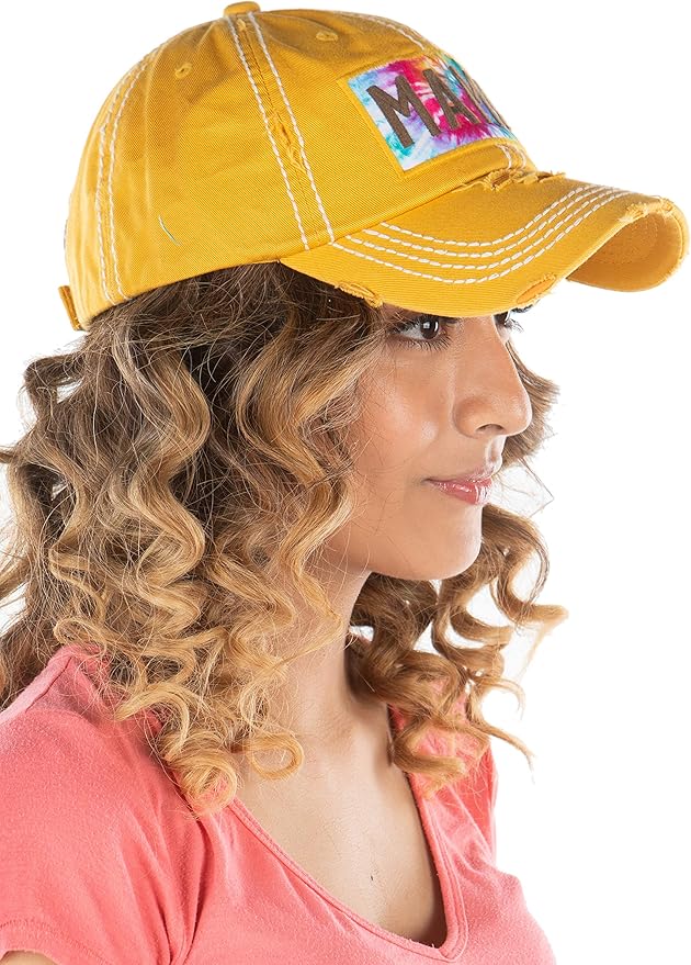 Funky Junque Distressed Vintage Baseball Cap - Embroidered Patch Women's Hat - Holiday, Lifestyle & Patriotic Designs