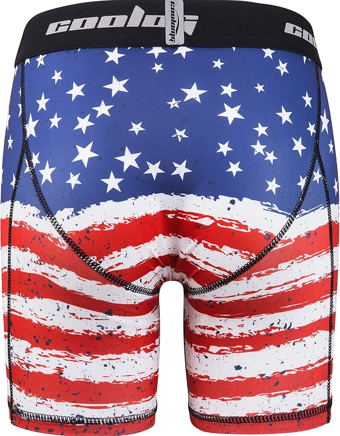 COOLOMG Youth Boys Compression Shorts with Protective Cup Athletic Sports Underwear for Baseball Football Lacrosse Hockey