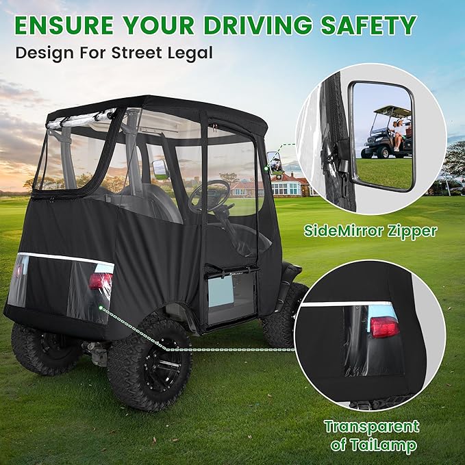 10L0L Deluxe 2 Passenger Golf Cart Enclosure for Club Car Precedent,Onward & Tempo Waterproof Windproof Portable Transparent Golf Cart Rain Enclosures Storage Cover - 57" Roof Fit
